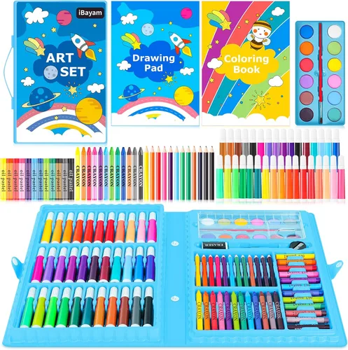iBayam Juego de colorear para adultos, lindas cosas preparatorias, paquete de 149 suministros de dibujo para bocetos, kits de pintura, juego de Azul