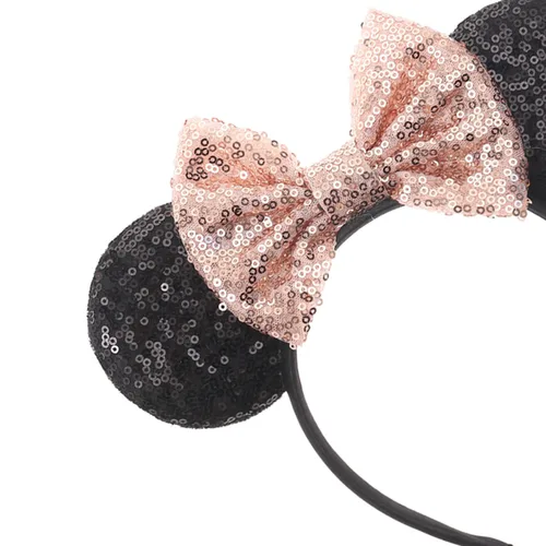 Miniatura 10 de Diadema negra con orejas de ratón de lentejuelas con lazo de ala de poliuretano, lazo de pelo de murciélago de Halloween, decoración de fiesta