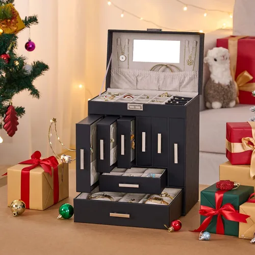 Miniatura 7 de ANWBROAD Jewelry Box Jewelry Organizer Box Large Jewlrey Boxes Gift for Women Jewelry Holder with Drawer for Necklace Earring Ring Bracelet Watches