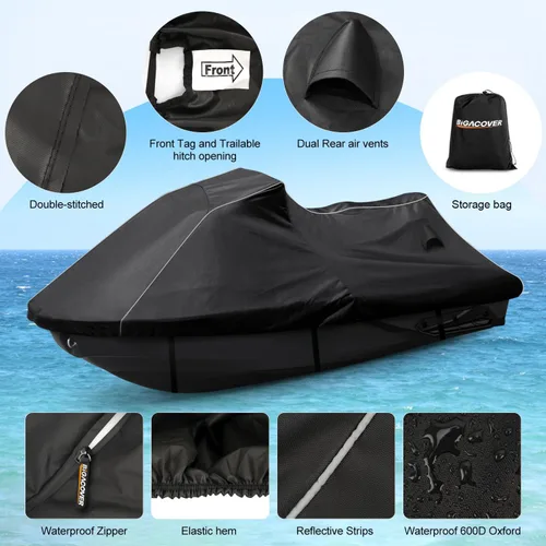 Miniatura 3 de Funda impermeable para moto acuática, ajuste personalizado para Sea-doo Spark3up Spark Trixx 3up, 600D Oxford a prueba de rayos UV, remolcable