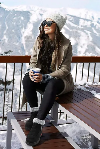 Miniatura 2 de TEMOFON Botas de nieve para mujer, botas de invierno cálidas, impermeables, con forro de piel para exteriores para mujer