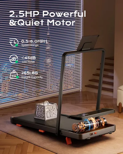 Miniatura 4 de Treadflow - Alfombrilla de caminata, caminadora con inclinación para el hogar y la oficina, caminadora portátil debajo del escritorio de 2.5 HP