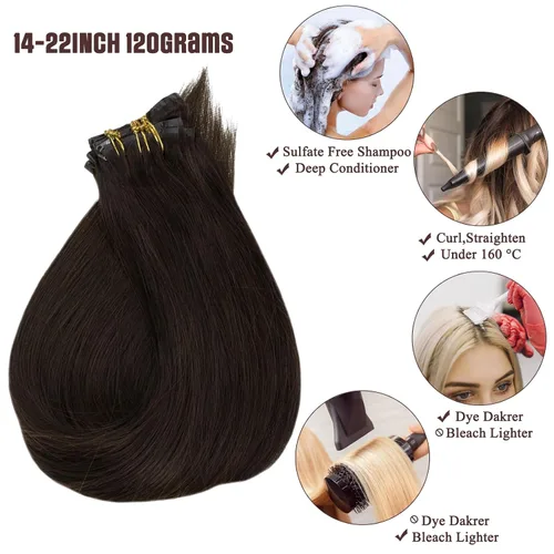 Miniatura 5 de 8Pcs Clip in Hair Extensions Real Human Hair, 140G 18 Inch Ash Blonde Mix Bleach Blonde 18P613