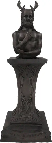 Miniatura 9 de Ebros Neopaganismo Wicca Estatua de deidad primaria con la luna creciente femenina Triple Diosa Bustos en pedestal Figura Wicca Decoración del hogar