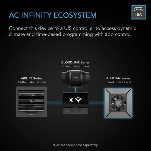 Miniatura 5 de AC Infinity AIRLIFT S16, Ventilador de Escape con Persiana de 16 pulgadas con Controlador de 10 Velocidades, Motor EC - Ventilación y Refrigeración
