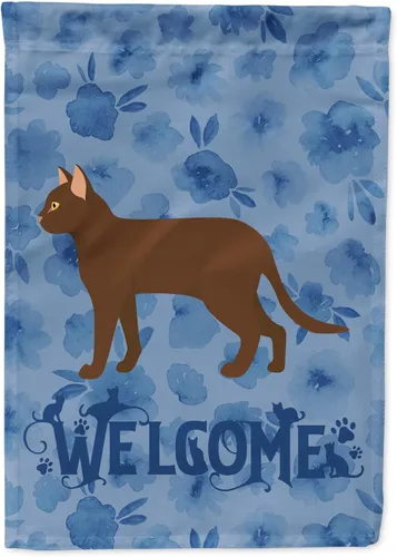 Miniatura 40 de Caroline's Treasures CK4813CHF - Bandera de bienvenida con gato abisinio azul, manga grande, para porche, para colgar en la pared, poliéster