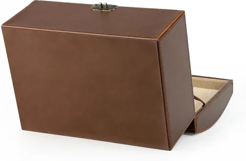 Miniatura 9 de HofferRuffer Caja decorativa de piel sintética, caja de recuerdos de estructura de madera grande, organizador de accesorios, organizador de joyas