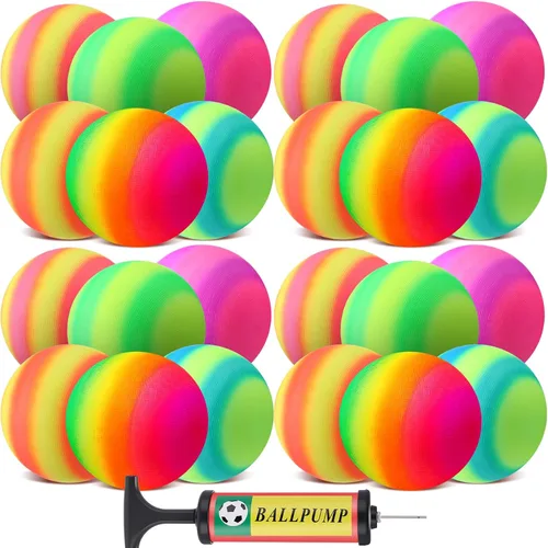 Miniatura 9 de Vinsot Paquete de 12 bolas inflables de 8.5 pulgadas para parque infantil, bolas inflables para niños, balón inflable con bomba de mano