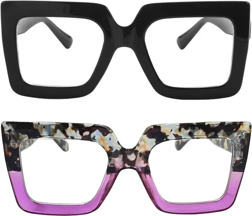 Miniatura 21 de Onrtry - Gafas de luz azul grandes y cuadradas para mujeres y hombres, con marco grueso, para computadora, sin receta, gafas de gran tamaño Marco