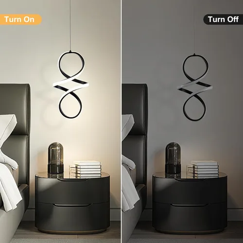 Miniatura 5 de MAYNA Lámpara Colgante LED en Espiral, Candelabro LED Moderno de 18W, 4000K Lámpara Colgante de Altura Ajustable para Cocina, Sala de Estar