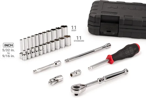 Miniatura 2 de TEKTON Juego de llaves de vaso y trinquete de 6 puntos de 1/4 pulgadas con estuche, 28 piezas (5/32-9/16 pulgadas) SKT05102