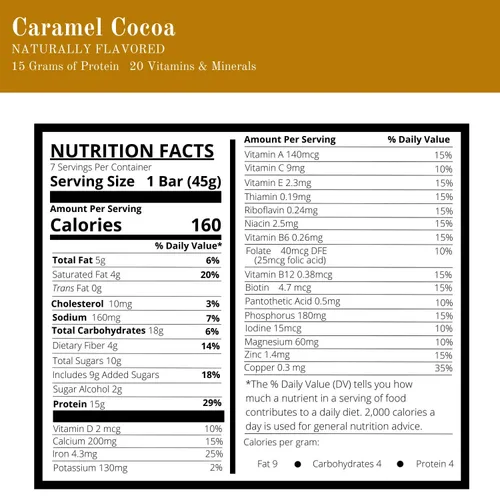 Miniatura 2 de Nutmeg State Nutrition Barras altas en proteínas, 7 porciones por caja (1 caja (7 porciones), cacao con caramelo)