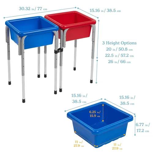 Miniatura 2 de ECR4Kids Mesas modulares de juego con arena y agua con tapas, varios colores, Azul, 1 Azul /Rojo