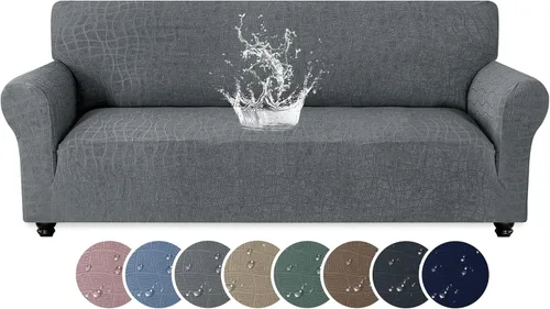 Miniatura 33 de MAXIJIN Funda impermeable para sillón de sala de estar, 1 pieza elástica con brazos, protector de muebles lavable para perros y mascotas (S, café)