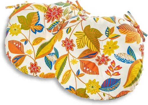 Miniatura 20 de South Pine Porch Cojín redondo para silla bistró de 15 pulgadas para exteriores (juego de 2), Aloha Black Floral