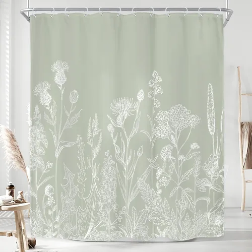 Miniatura 22 de Riyidecor - Cortina de ducha con estampado de flores silvestres para decorar un baño pequeño o una ventana, 36 pulgadas de ancho x 72 pulgadas