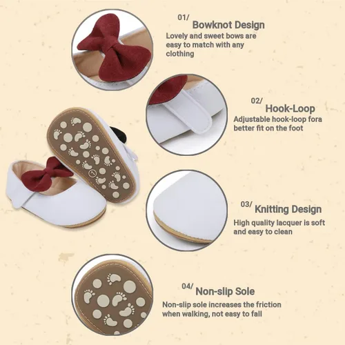 Miniatura 5 de Uineky Zapatos de vestir para bebés y niñas recién nacidas, zapatos planos estilo Mary Jane, antideslizantes, ligeros, suela suave, zapatos de boda