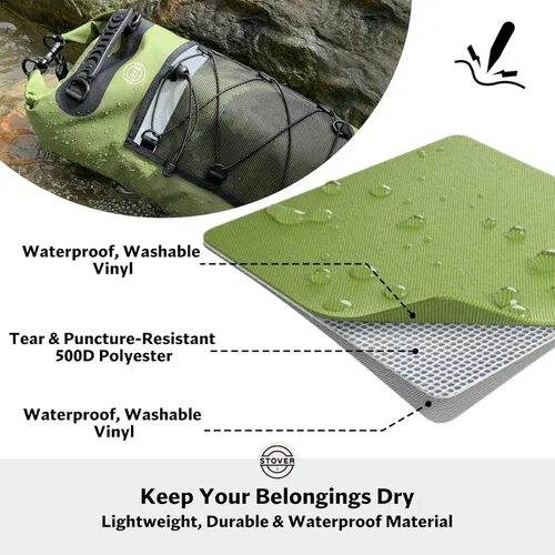 Miniatura 2 de STOVER 5/10/25/30/40/55L Waterproof Dry Bag- Roll-Top Backpack w/Phone Case- Kayaking, Hiking, Camping, Boating- Men/Women 30L Verde