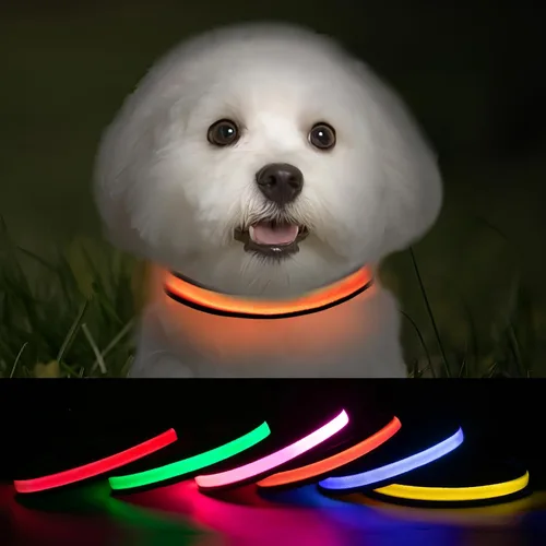 Miniatura 15 de Collares de perro iluminados recargables, collar de perro que brilla en la oscuridad, impermeable, collares de perro con luces LED intermitentes