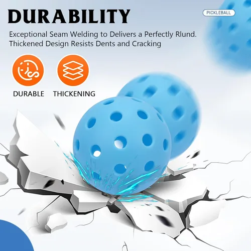 Miniatura 3 de Pickleball Balls 6 Pack 12 Pack- 40 Holes Outdoor Pickleball with Bag, Perfectly Balanced, High Bounce, Crack-Resistance，USAPA Standard - Multiple