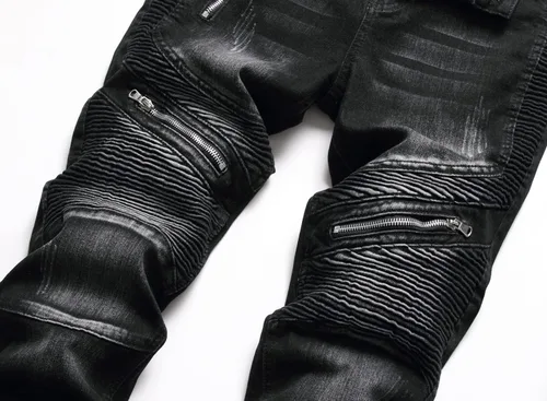 Miniatura 5 de AITITIA Jeans de motociclista de ajuste regular para hombre