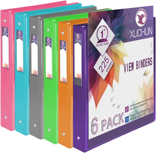 XUCHUN Carpeta de 3 anillos de 1 pulgada, carpeta transparente con 2 bolsillos, capacidad para 225 hojas de papel de 8.5 x 11 pulgadas, cubierta y