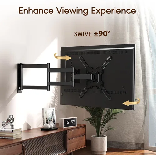 Miniatura 6 de Soporte de pared para TV de brazo largo para televisores de 26 a 65 pulgadas, soporte de pared giratorio de movimiento completo, extensión larga