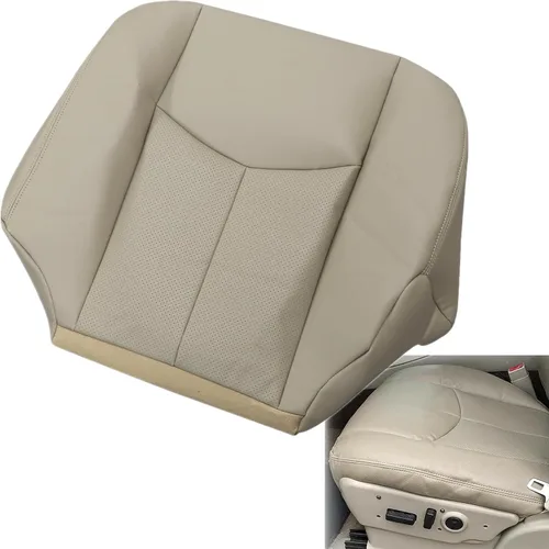 Miniatura 4 de NLQR Tan #152 - Fundas de asiento de cuero perforado de repuesto para parte inferior del lado del conductor, compatibles con Cadillac Escalade ESV