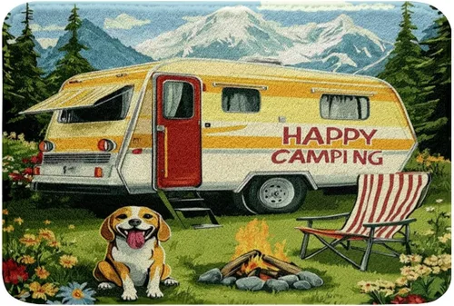 Miniatura 38 de Erosebridal Happy Camping - Tapete de baño para cámper, autocaravana, auto, alfombra de baño marrón de granja 3D, alfombra de baño con patas
