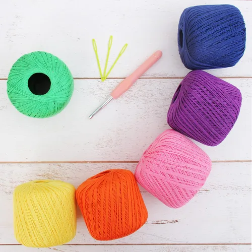 Miniatura 23 de Threadart - Juego de hilos de ganchillo de algodón 100% puro, tamaño 3, colores de ambiente de playa, cuatro bolas de 1.76 oz