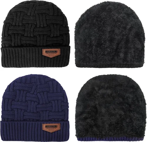 Miniatura 55 de Loritta Gorro de invierno cálido de punto grueso y holgado para hombre
