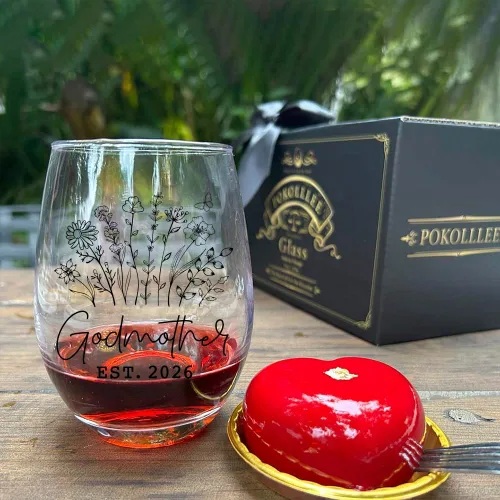 Miniatura 5 de EST 2026 - Regalos de copa de vino para madrina para mujeres, regalo de madrina por primera vez, regalo de anuncio de embarazo, regalos de bautismo