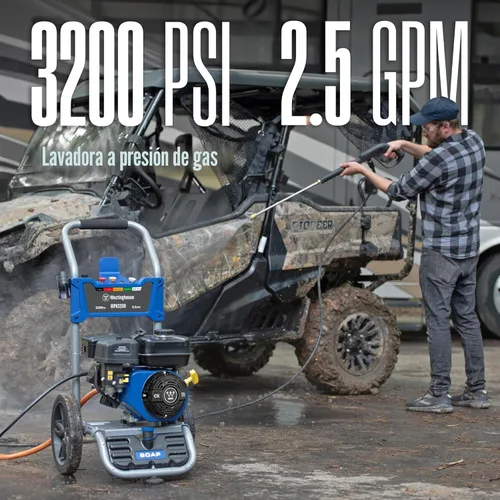 Miniatura 2 de Westinghouse WPX3200 - Lavadora de presión a gas, 3200 PSI y 2.5 Max GPM, tanque de jabón a bordo, pistola de pulverización y varilla, juego de 5