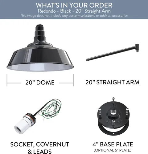 Miniatura 9 de Steel Lighting Co. Luz grande de granero para exteriores, lámpara de garaje, fabricada en Estados Unidos de acero de calibre 18, cúpula de 20 Negro