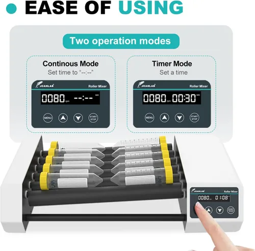 Miniatura 6 de Mezclador de tubo analógico digital con velocidad ajustable 20-80RPM, 6 rodillos con temporizador (1min-23h59min) y mezclador de rodillos
