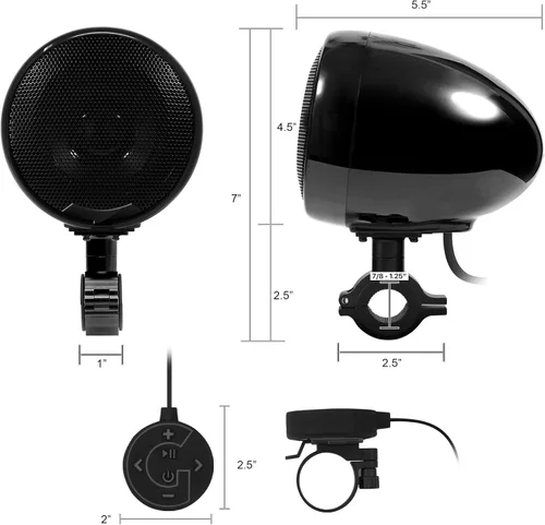 Miniatura 5 de GoHawk - Amplificador todo en uno de 4.5 pulgadas, rango completo, impermeable, Bluetooth, bocinas estéreo de motocicleta con AUX para manubrio