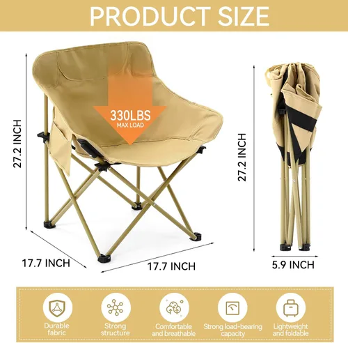 Miniatura 3 de FairySandy Paquete de 6 sillas portátiles para campamento, sillas de campamento plegables ligeras al aire libre, sillas de campamento compactas