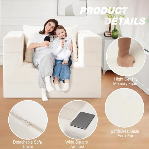 Miniatura 7 de Cama humana gigante para perro, cama 3 en 1 para perro de tamaño humano con funda de piel sintética lavable, cama grande plegable para mascotas