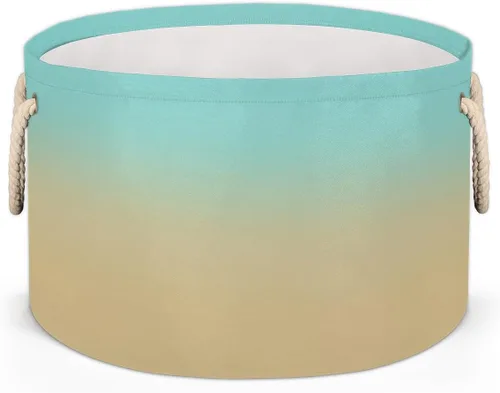 Miniatura 35 de Cesta de almacenamiento redonda grande de béisbol, canasta de almacenamiento circular plegable para béisbol, con asa para niños, manta de juguetes