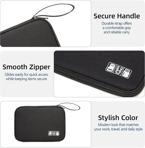 Miniatura 5 de Funda organizadora de artículos electrónicos, bolsa organizadora de cables de viaje, bolsa de almacenamiento portátil para cable, cargador