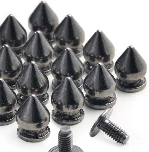 Miniatura 3 de YORANYO 100 juegos de clavos y tachuelas de 0.374 in para ropa, remaches de metal para cuero, punk, remaches, tachuelas y picos para ropa, zapatos