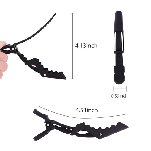 Miniatura 2 de YISSION 12 pinzas de pelo de cocodrilo negro para peinar, seccionar, maquillaje, pinzas de pelo de pato mate grandes, sin arrugas, pasadores de pelo