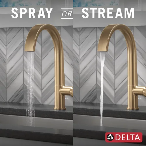 Miniatura 7 de Delta Keele Grifo de cocina dorado cepillado con pulverizador extraíble, grifo de cocina de un solo agujero dorado cepillado moderno, manija única
