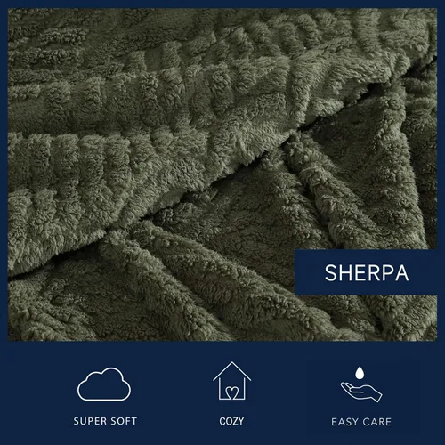 Miniatura 3 de Nautica - Manta de punto trenzado, suave ropa de cama Sherpa de punto trenzado, acogedora decoración del hogar para cama o sofá