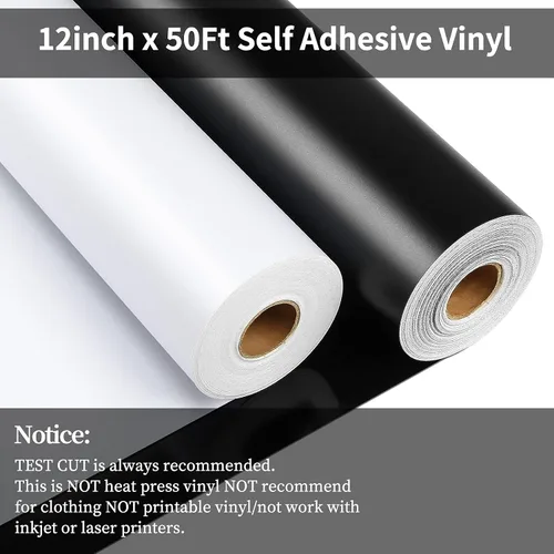 Miniatura 5 de Lya Vinyl - Vinilo permanente blanco mate, rollo adhesivo permanente de 12 pulgadas x 50 pies para máquina de corte, rollo de vinilo para cortador