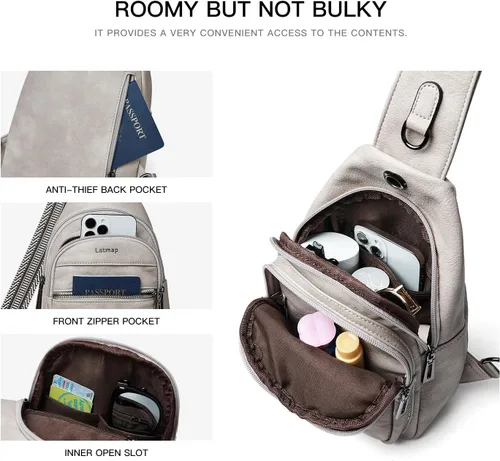 Miniatura 5 de Sling Bag For Women Faux Leather Small Casual Daypack Backpack Fanny Pack Crossbody Chest Bags Purse