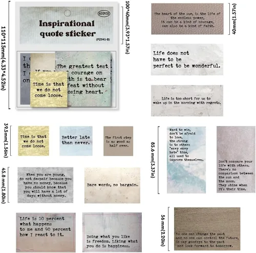 Miniatura 2 de 60 calcomanías motivacionales vintage con citas – estilo máquina de escribir, calcomanías literarias e inspiradoras positivas para álbumes
