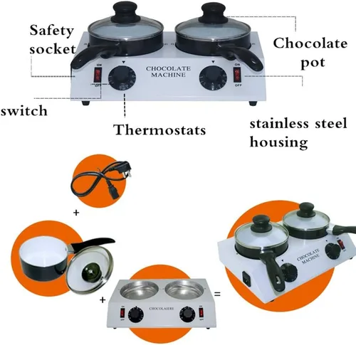 Miniatura 6 de Horno eléctrico de chocolate para derretir chocolate de acero inoxidable, máquina de templado de chocolate con mantequilla, 80 W, 30 ~ 85 ºC, crema