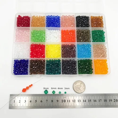 Miniatura 3 de 4800 cuentas de cristal de bicono de 0.118 pulgadas (0.118 in), pequeñas cuentas de vidrio facetadas a granel para hacer joyas, manualidades