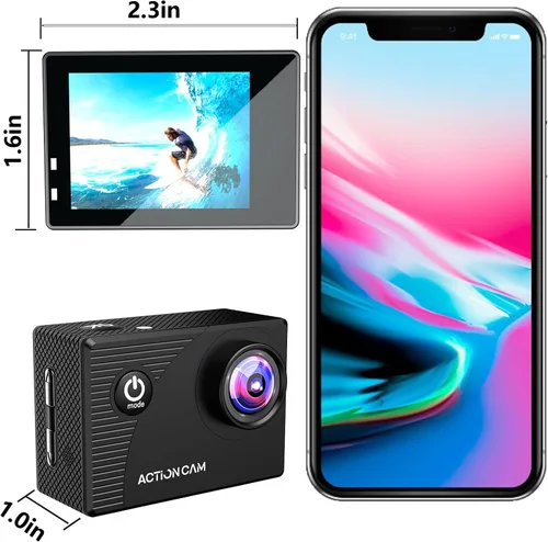 Miniatura 5 de Cámara de Acción 1080P Cámara Deportiva Tarjeta de Memoria de 32GB Cámara de Acción 4xZoom 131ft Impermeable Bajo el Agua con 2 X